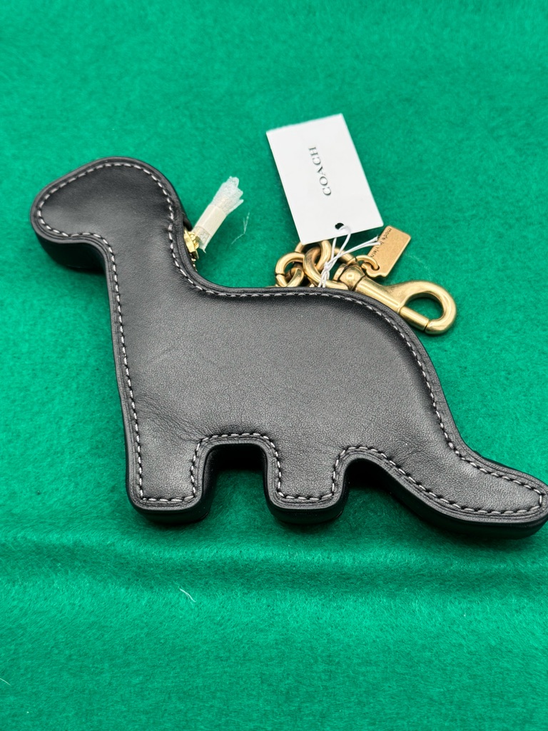 Coach Black Leather Dinosaur Coin Purse Charm